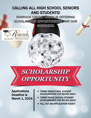 Rimrock Credit Union Scholarship announcement